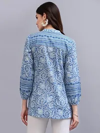 Elegant Blue Rayon Printed Top For Women-thumb1