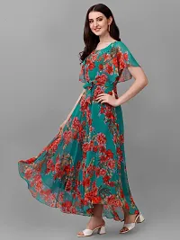 Beautiful Green Georgette Printed Maxi Length Dress For Women-thumb2