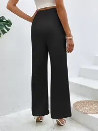 Elegant Black Lycra Solid Trousers For Women-thumb3