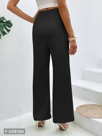 Elegant Black Lycra Solid Trousers For Women-thumb4