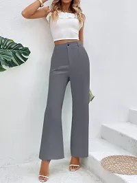 Elegant Grey Lycra Solid Trousers For Women-thumb3