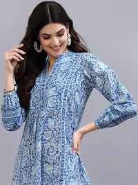 Elegant Blue Rayon Printed Top For Women-thumb2