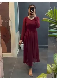 Stylish Maroon Georgette Kurta For Women For Women-thumb1