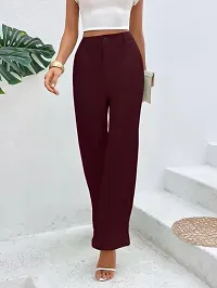 Elegant Maroon Lycra Solid Trousers For Women-thumb2