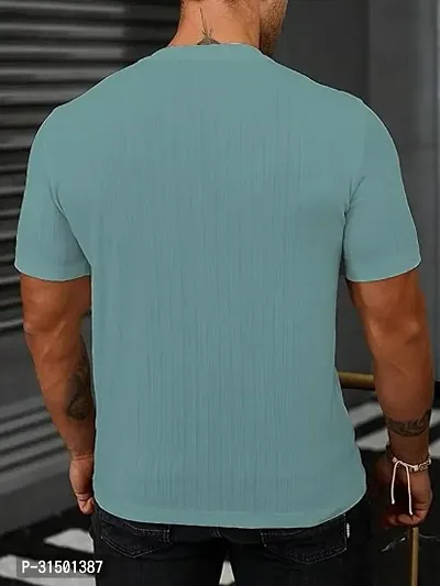 Reliable Green Lycra Self Pattern Round Neck Tshirt For Men-thumb2