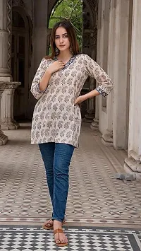 Elegant Beige Rayon Printed Top For Women-thumb4