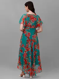 Beautiful Green Georgette Printed Maxi Length Dress For Women-thumb1