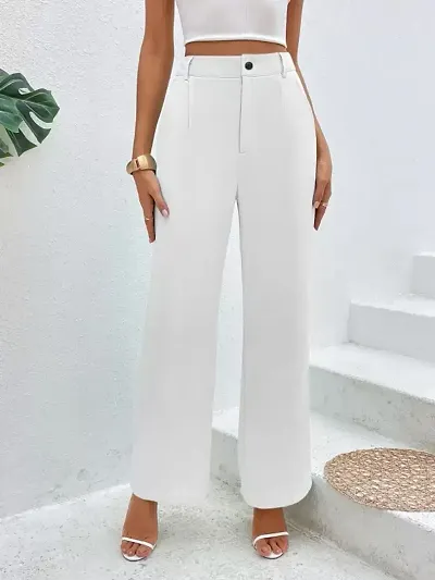 Elegant Lycra Solid Trousers For Women