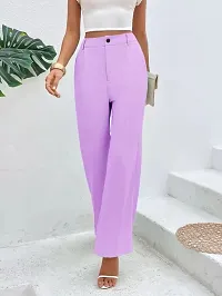 Elegant Purple Lycra Solid Trousers For Women-thumb4