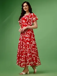 Beautiful Red Georgette Printed Maxi Length Dress For Women-thumb2