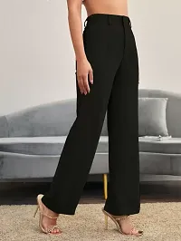 Elegant Black Lycra Solid Trousers For Women-thumb1