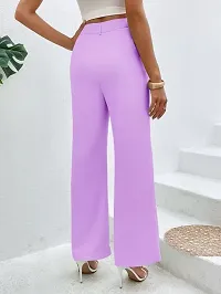 Elegant Purple Lycra Solid Trousers For Women-thumb3