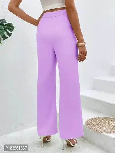 Elegant Purple Lycra Solid Trousers For Women-thumb4