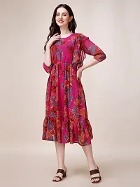 Beautiful Pink Georgette Printed Maxi Length Dress For Women-thumb3