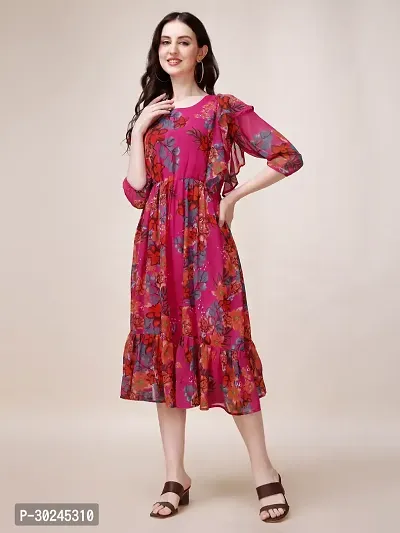 Beautiful Pink Georgette Printed Maxi Length Dress For Women-thumb4