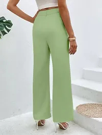 Elegant Green Lycra Solid Trousers For Women-thumb4