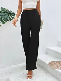 Elegant Black Lycra Solid Trousers For Women-thumb4