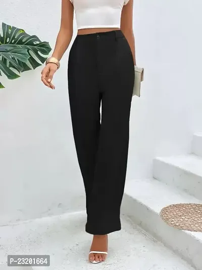 Elegant Black Lycra Solid Trousers For Women-thumb5