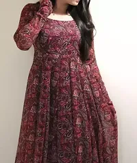 Printed Georgette Stitched Anarkali Gown  (Pink)-thumb1