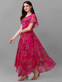 Pink Georgette Digital Printed Ethnic Gowns For Women-thumb1