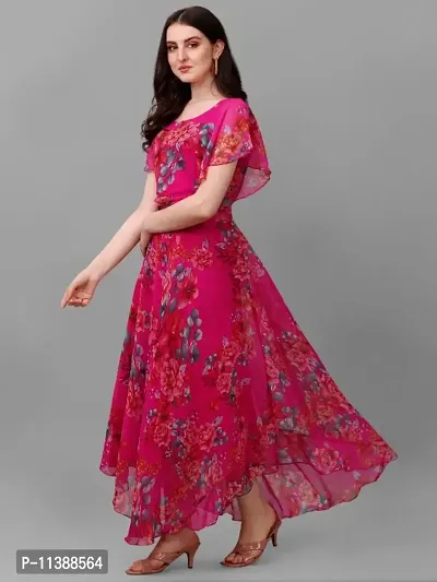 Pink Georgette Digital Printed Ethnic Gowns For Women-thumb2