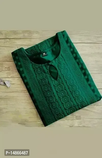 Green Georgette Chikan Embroidery Kurtas For Women