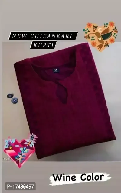 Purple Georgette Chikan Embroidery Kurtas For Women-thumb0