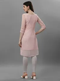 Peach Georgette Chikan Embroidery Kurtas For Women-thumb3