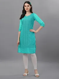 Fabulous Chikan Kari A-line Straight Fit Plus Size Kurtis for women  Girls-thumb1