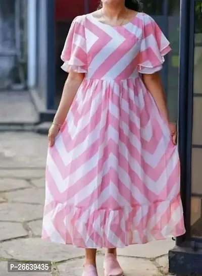 Stylish Georgette  Pink Maxi Dresses For Women-thumb0