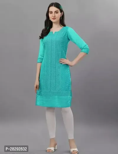 Trendy Women Chikan Embroidery Georgette Kurti-thumb0