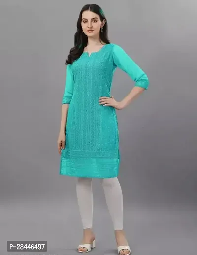 Stylish Georgette Embroidery Kurtas For Women-thumb2