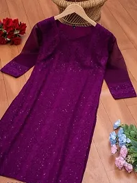 Fashionable Purple Georgette Chikankari Kurta for Women-thumb2