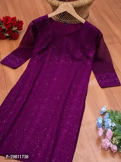 Fashionable Purple Georgette Chikankari Kurta for Women-thumb3