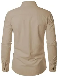 Stylish Beige Cotton Blend Casual Shirt For Men-thumb2