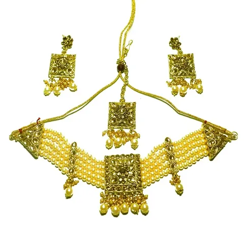Stylish Alloy Pearl Choker Jewellery Set