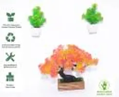 Elegant Orange Bonsai  Artificial Plant With Pot Pack of 3-thumb1