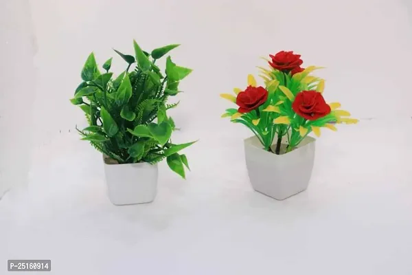 Elegant Multicolor Rose Artificial Flower Pack of 2