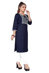 zokhi Womens Cotton Blend Mirror Work Casual Kurti-thumb1