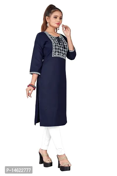 zokhi Womens Cotton Blend Mirror Work Casual Kurti-thumb2