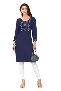 zokhi Womens Viscose Rayon Mirror Work Straight Casual Kurti-thumb3