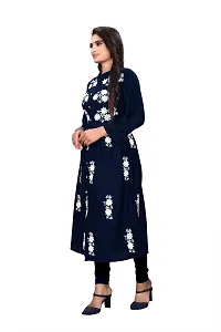 zokhi Rayon A-line Pleated Floral Embroidery Kurta Kurti for Women's-thumb3