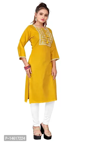 zokhi Womens Cotton Blend Mirror Work Casual Kurti-thumb2