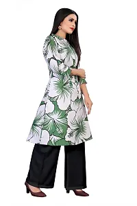 zokhi Women's Cotton Flower Printed A-line Kurta with Black Plazzo-thumb3