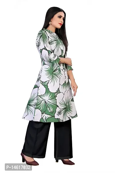 zokhi Women's Cotton Flower Printed A-line Kurta with Black Plazzo-thumb4