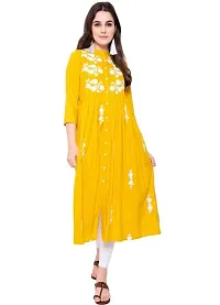 zokhi Rayon A-line Pleated Floral Embroidery Kurta Kurti for Women's-thumb3