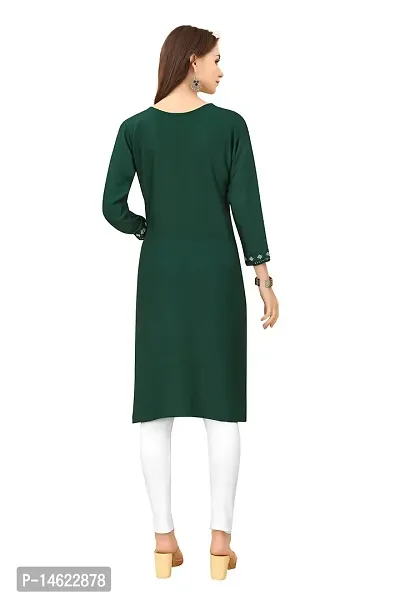 zokhi Womens Viscose Rayon Mirror Work Straight Casual Kurti-thumb2