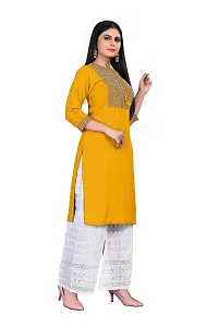 Yellow Rayon Regular Kurtas For Women-thumb3