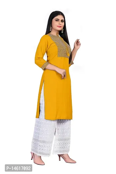 Yellow Rayon Regular Kurtas For Women-thumb4