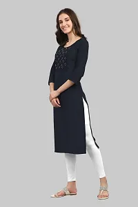 zokhi Womens Viscose Rayon Mirror Work Solid Design Straight Casual Kurti-thumb2